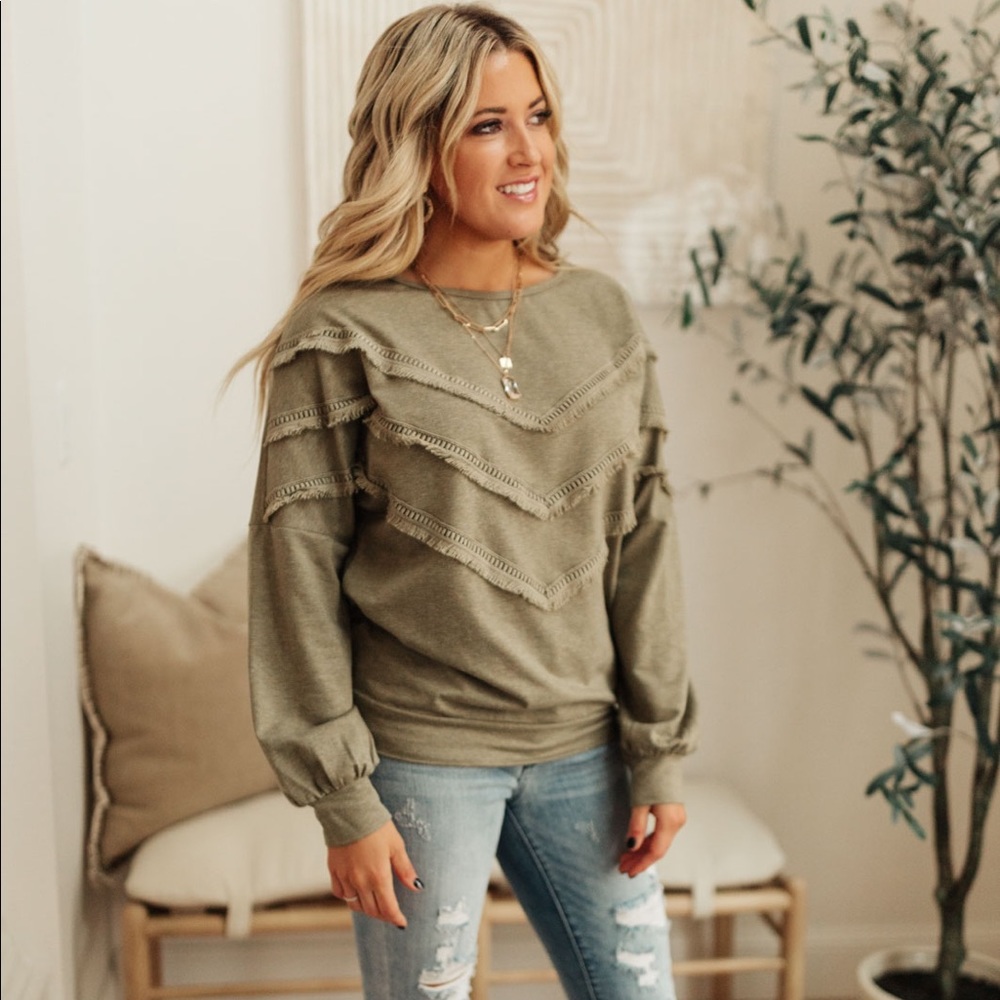 Into the Fringe Top in Olive